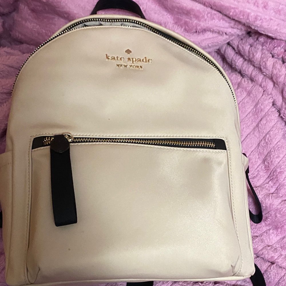 Kate Spade Ivory Backpack with Black Accents